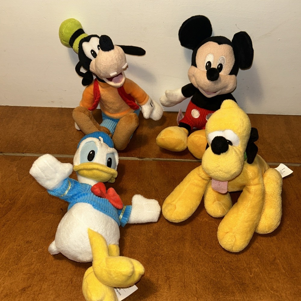 Disney Mickey Mouse & Friends Plush Lot Goofy Donald Pluto 8" Set